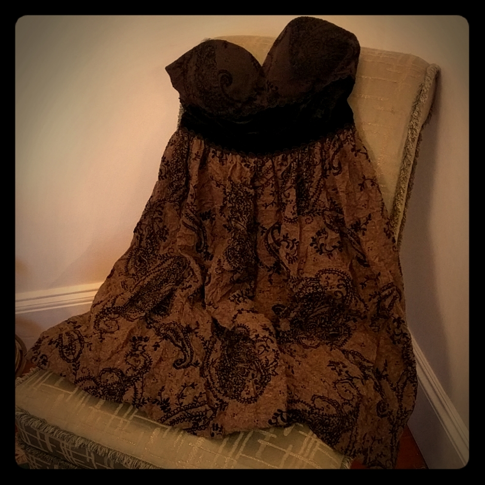 Brown Strapless Party Dress